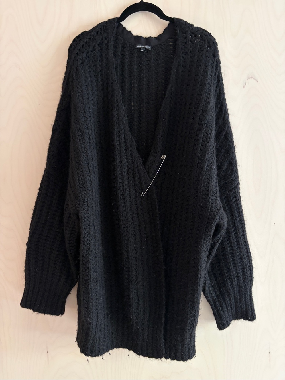 Ann Demeulemeester Black Oversized Knit Cardigan
